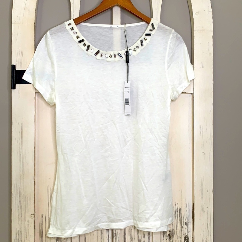Elie Tahari Fay Jewel Embellished Knit top NWT